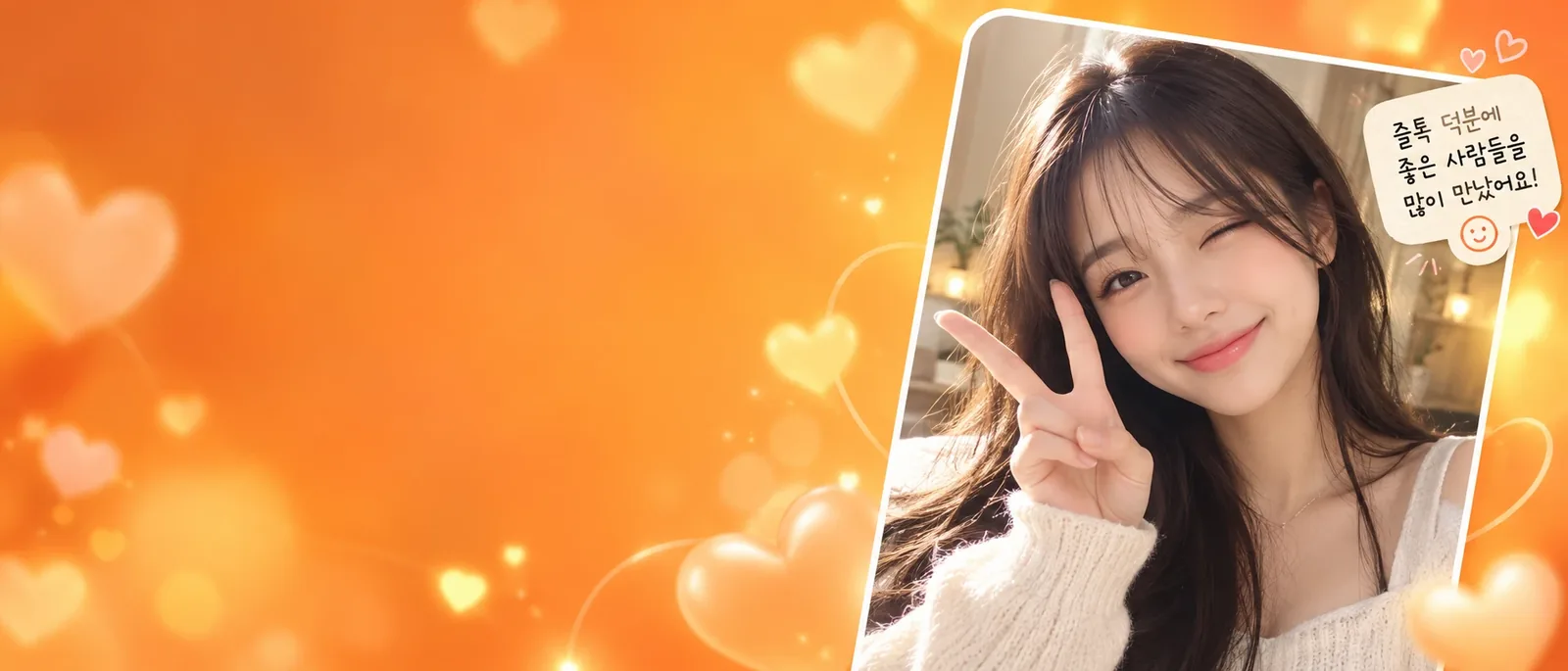즐톡 덕분에 좋은 사람들을 많이 만났다며 브이를 하는 사용자